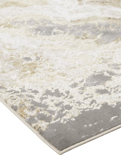 10 x 13 Ivory Silver & Gold Stain Resistant Rug