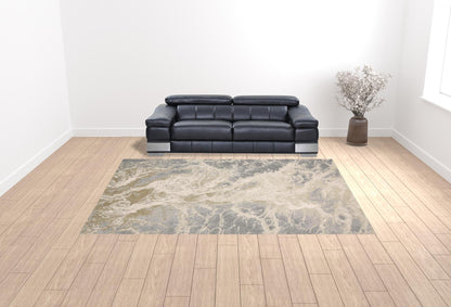 10 x 13 Ivory Silver & Gold Stain Resistant Rug