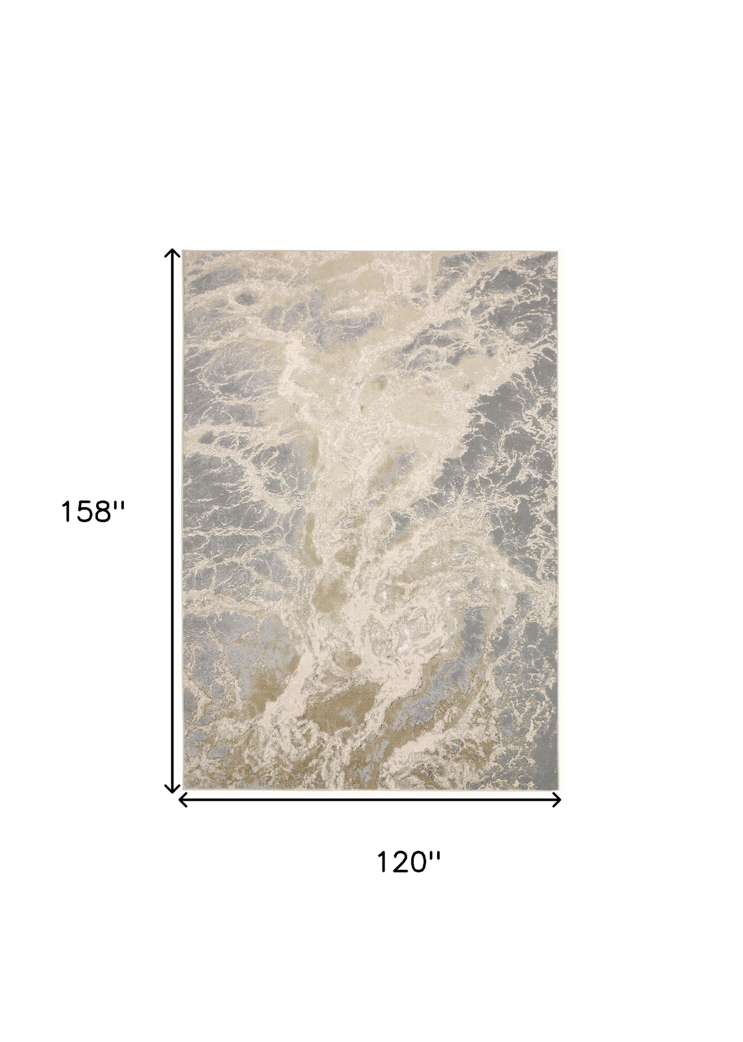 10 x 13 Ivory Silver & Gold Stain Resistant Rug