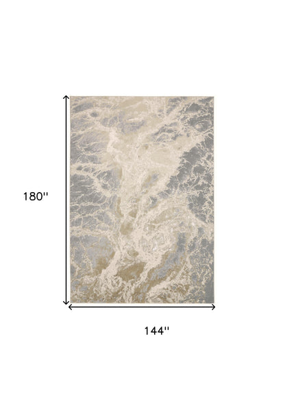 12 x 15 Ivory Silver & Gold Stain Resistant Rug