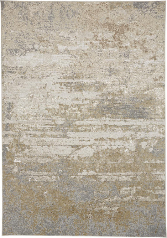10 x 13 Ivory Gold & Gray Stain Resistant Rug