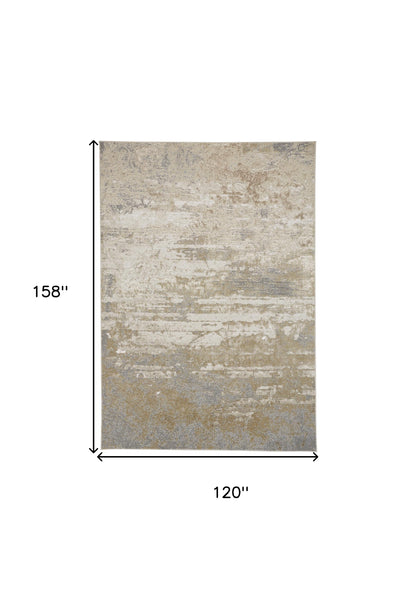10 x 13 Ivory Gold & Gray Stain Resistant Rug