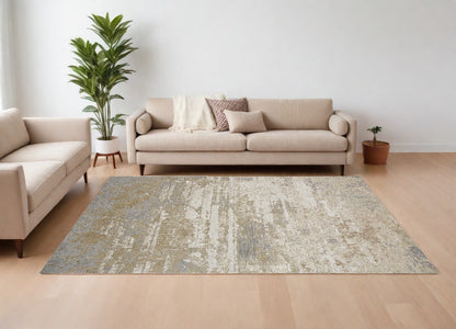 10 x 13 Ivory Gold & Gray Stain Resistant Rug