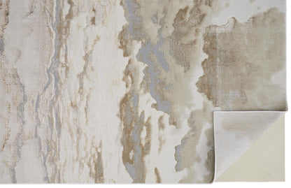 10 x 13 Ivory Tan & Gray Stain Resistant Rug