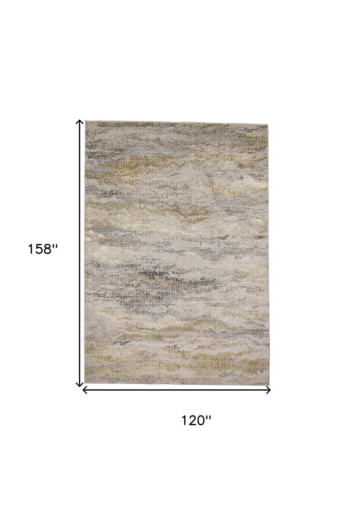 10 x 13 Gold Gray & Ivory Stain Resistant Rug