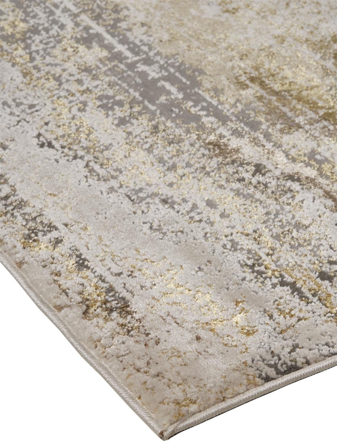 10 x 13 Gold Gray & Ivory Stain Resistant Rug