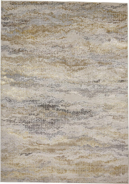 12 x 15 Gold Gray & Ivory Stain Resistant Rug