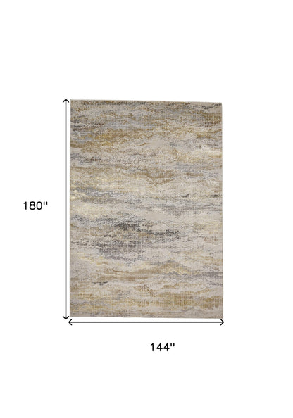12 x 15 Gold Gray & Ivory Stain Resistant Rug