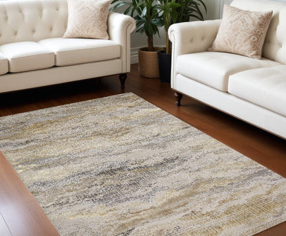 12 x 15 Gold Gray & Ivory Stain Resistant Rug