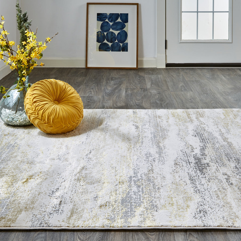12 x 15 Gold Gray & Ivory Stain Resistant Rug