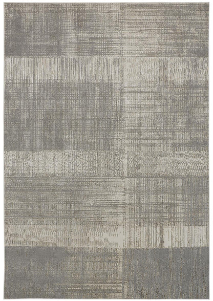 10 x 13 Gray & Ivory Stain Resistant Rug
