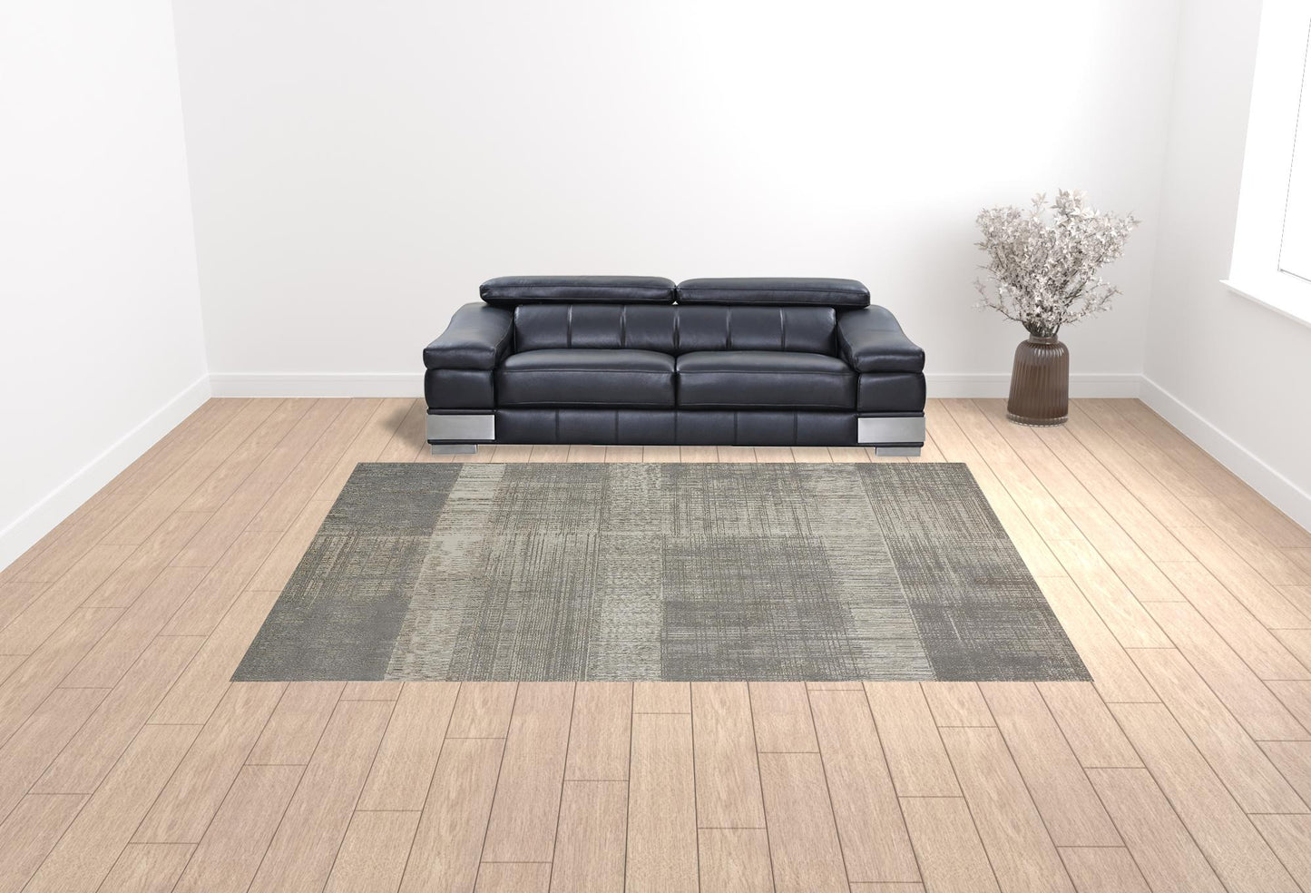 10 x 13 Gray & Ivory Stain Resistant Rug