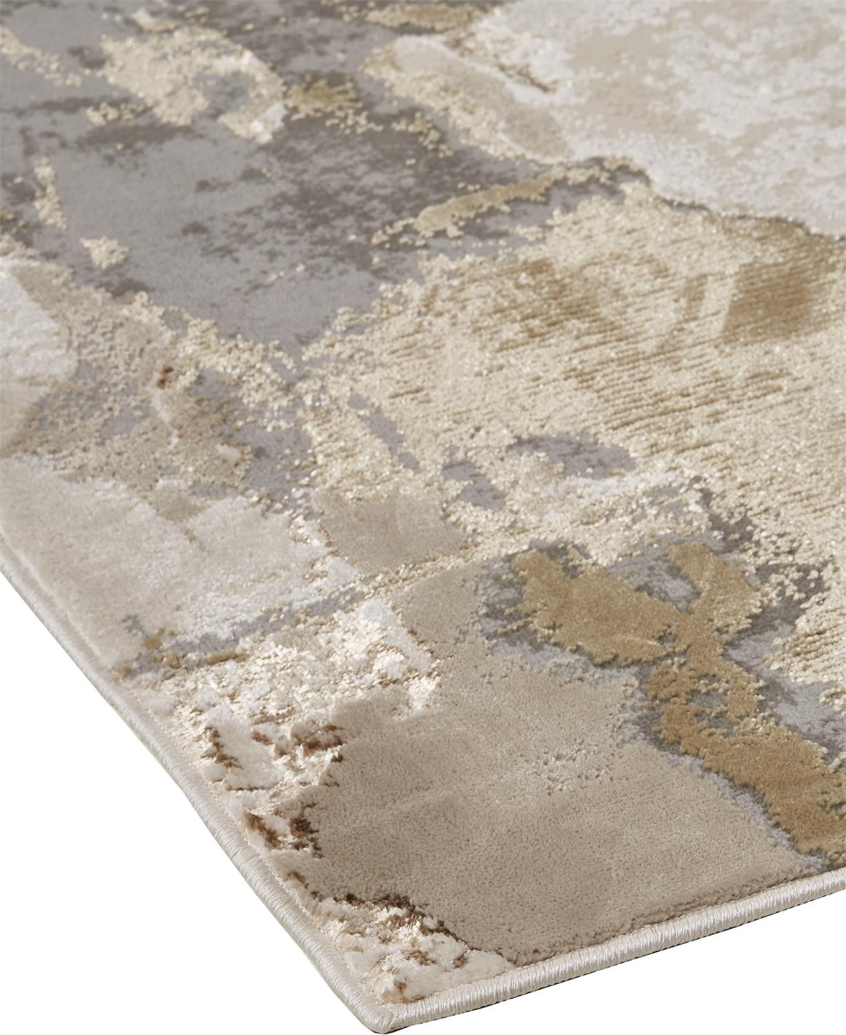 10 x 13 Gray Ivory & Gold Stain Resistant Rug