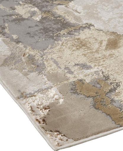 10 x 13 Gray Ivory & Gold Stain Resistant Rug