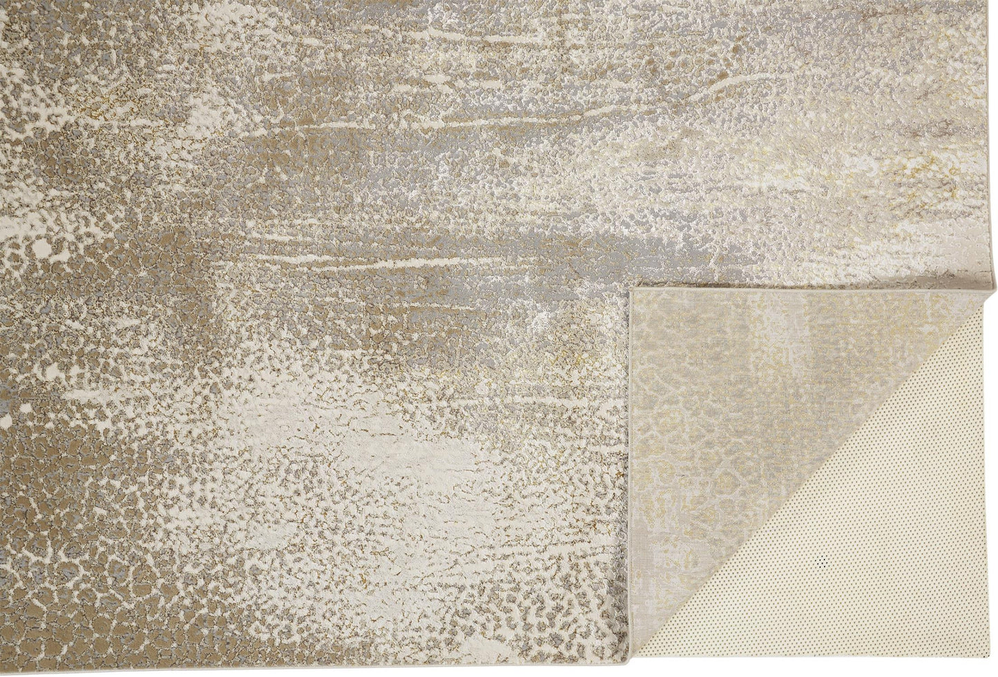 10 x 13 Ivory Gray & Gold Stain Resistant Rug