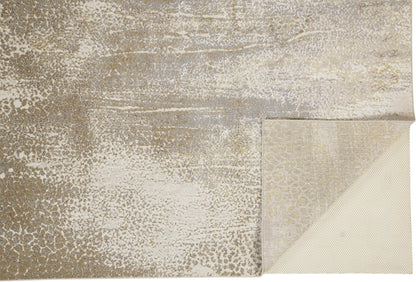 10 x 13 Ivory Gray & Gold Stain Resistant Rug