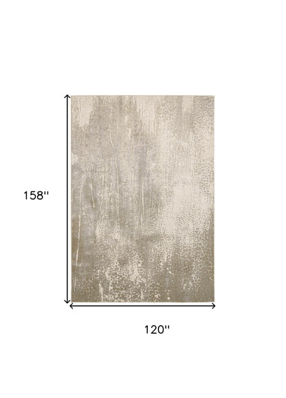 10 x 13 Ivory Gray & Gold Stain Resistant Rug