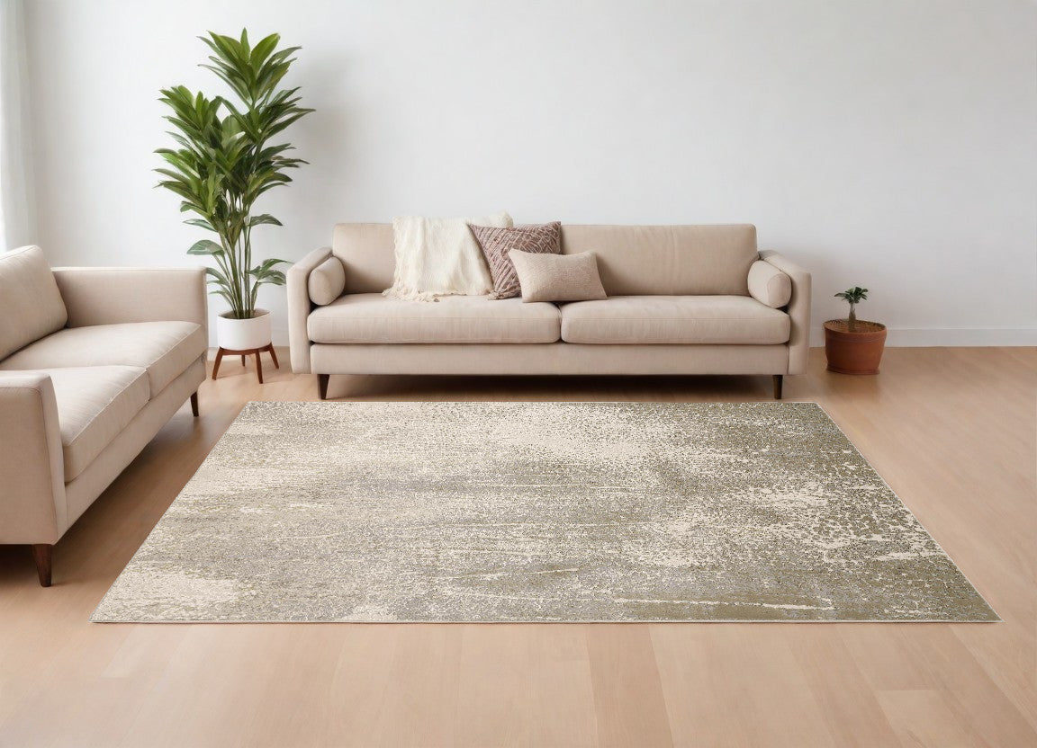 12 x 15 Ivory Gray & Gold Rug
