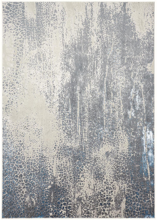 10 x 13 Gray Blue & Ivory Stain Resistant Rug