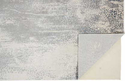 10 x 13 Gray Blue & Ivory Stain Resistant Rug