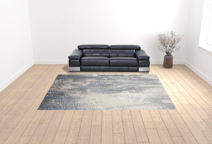 10 x 13 Gray Blue & Ivory Stain Resistant Rug