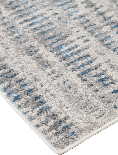 10 x 13 Blue Gray & Ivory Stain Resistant Rug