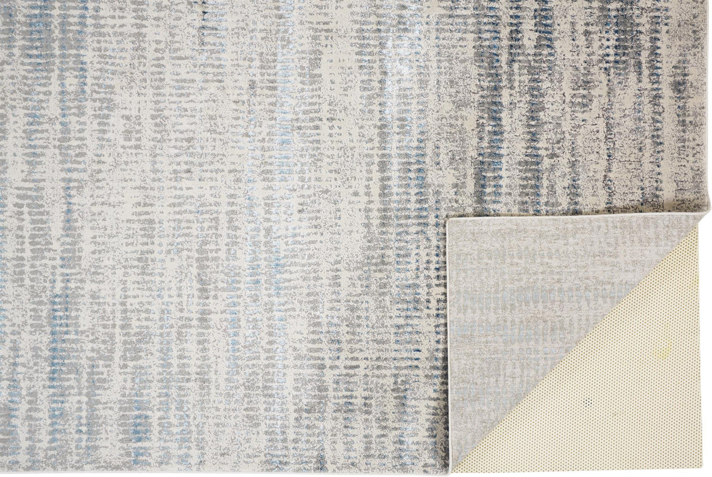 10 x 13 Blue Gray & Ivory Stain Resistant Rug