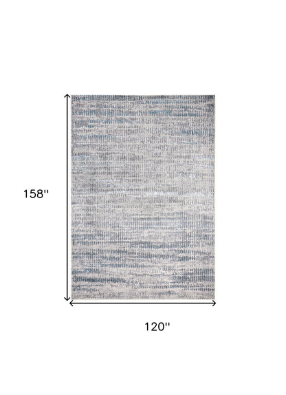 10 x 13 Blue Gray & Ivory Stain Resistant Rug