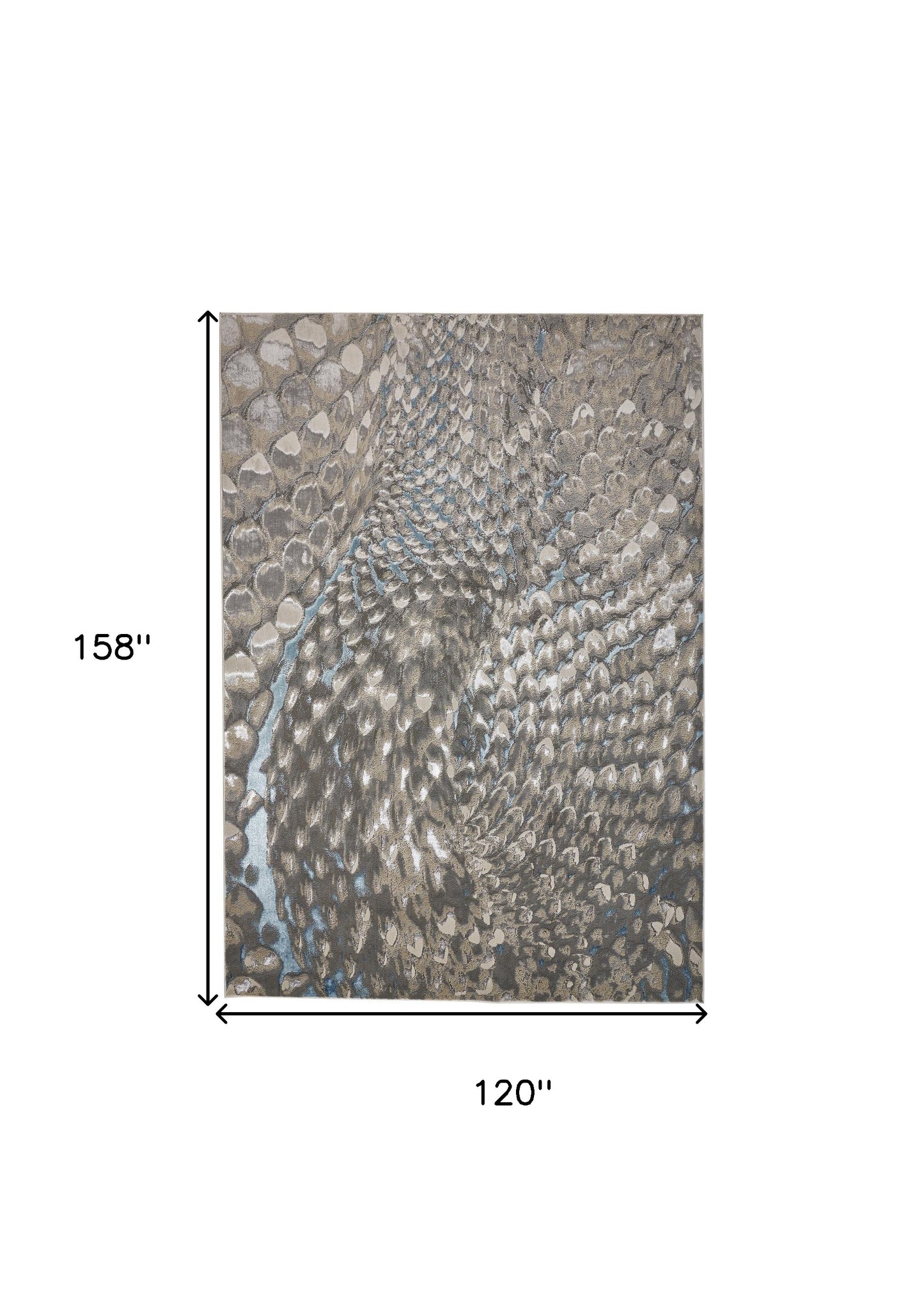 10 x 13 Blue Silver & Gray Geometric Stain Resistant Rug