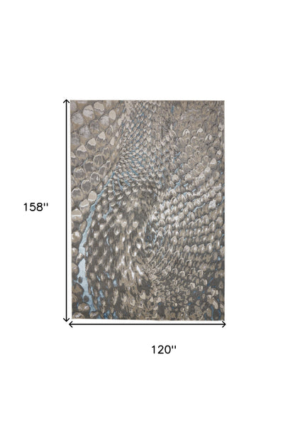 10 x 13 Blue Silver & Gray Geometric Stain Resistant Rug