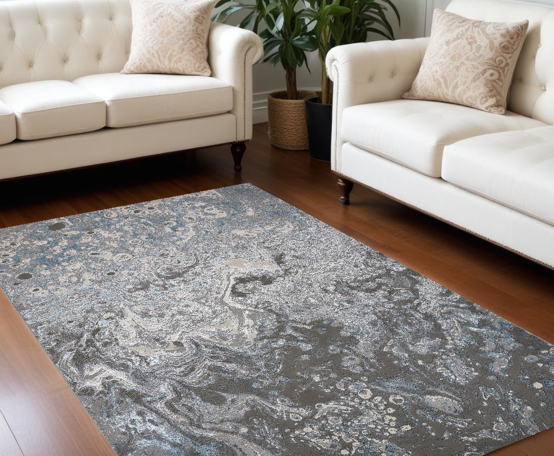 10 x 13 Blue & Gray Power Loom Rug