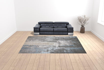 10 x 13 Gray Ivory & Blue Stain Resistant Rug