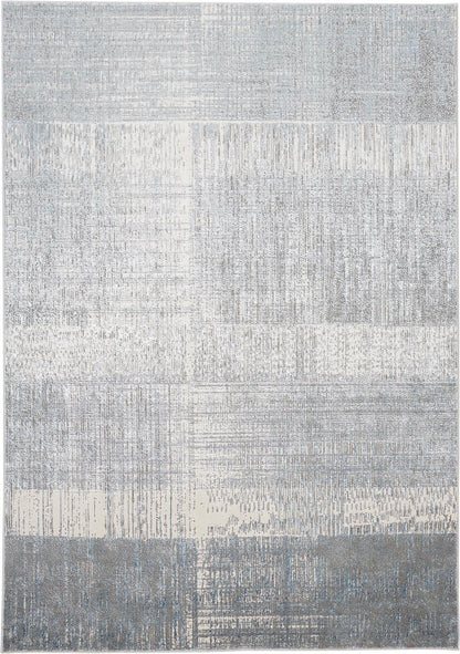 10 x 13 White Gray & Blue Stain Resistant Rug