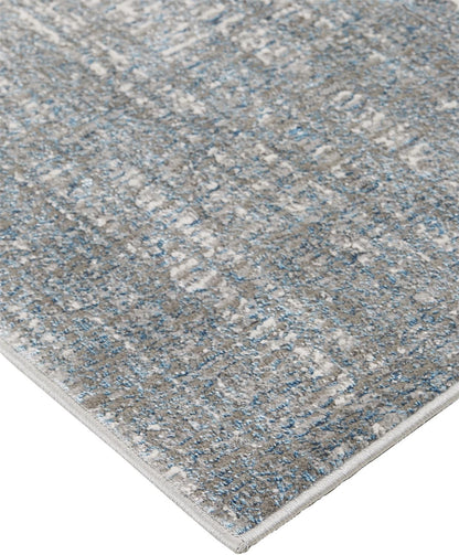10 x 13 White Gray & Blue Stain Resistant Rug