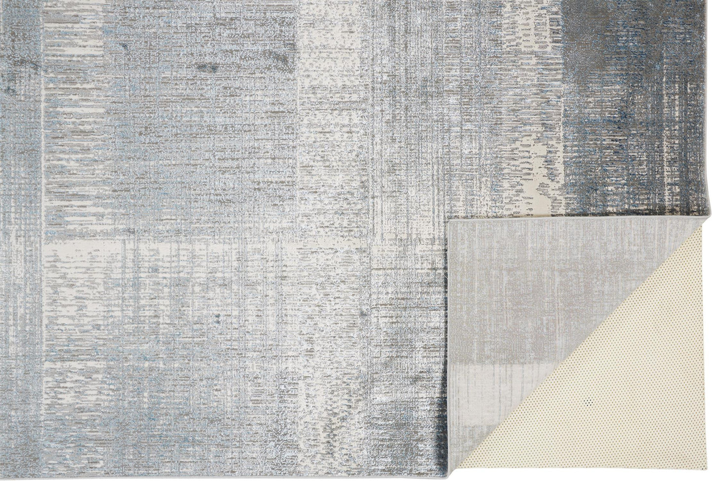 10 x 13 White Gray & Blue Stain Resistant Rug