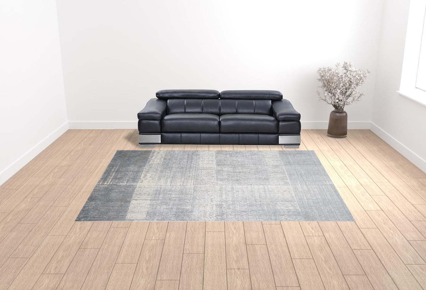 10 x 13 White Gray & Blue Stain Resistant Rug