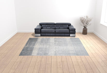 10 x 13 White Gray & Blue Stain Resistant Rug