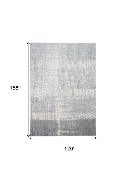 10 x 13 White Gray & Blue Stain Resistant Rug