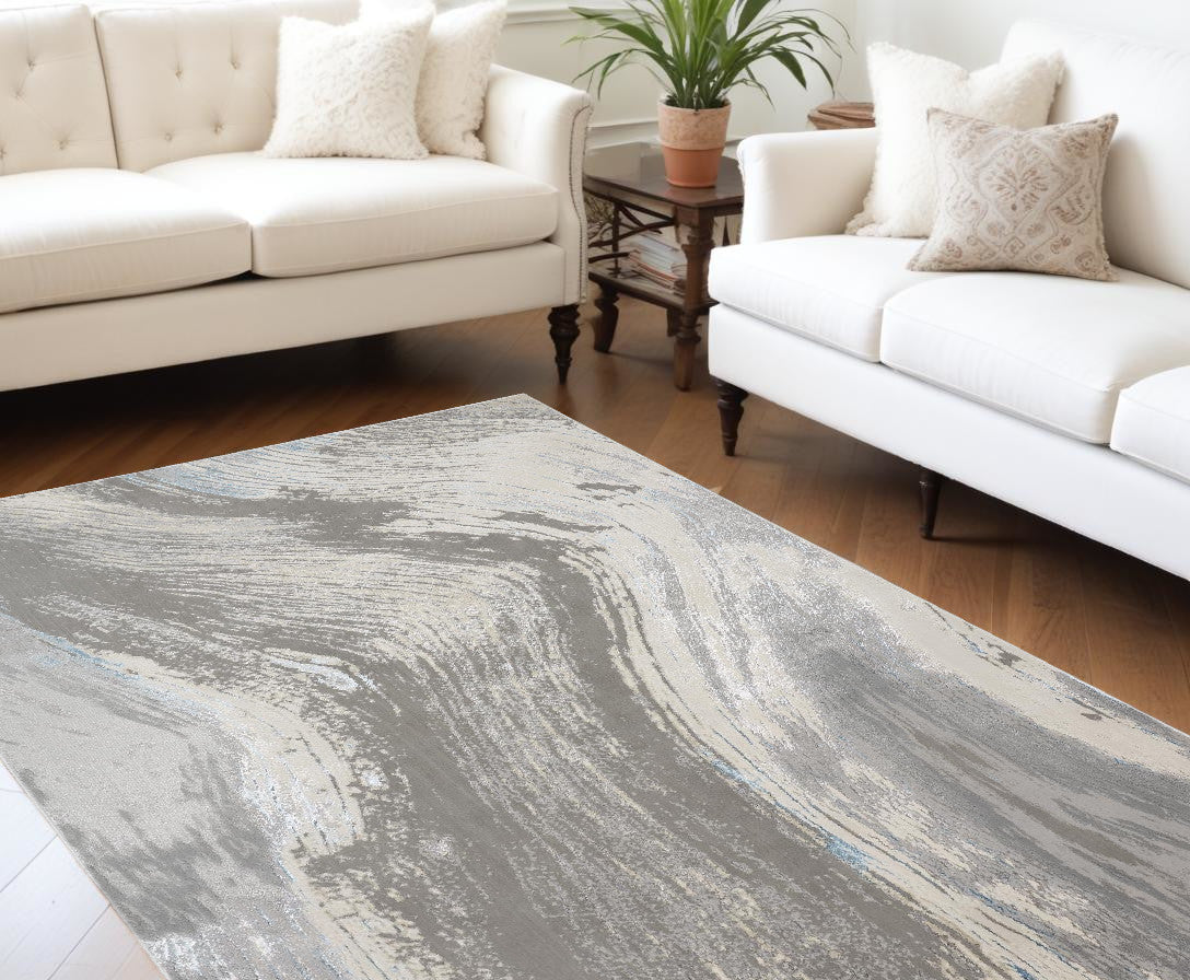 10 x 13 Blue & Gray Power Loom Rug