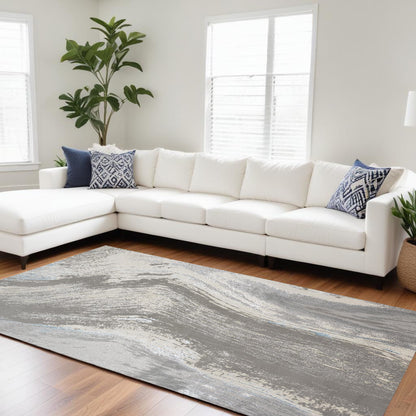 12 x 15 Gray Ivory & Blue Rug