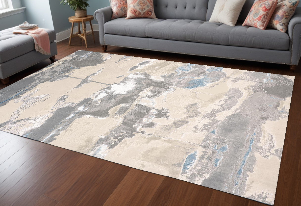 12 x 15 Ivory Gray & Blue Rug