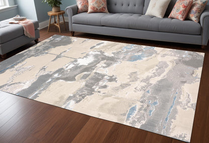 12 x 15 Ivory Gray & Blue Rug