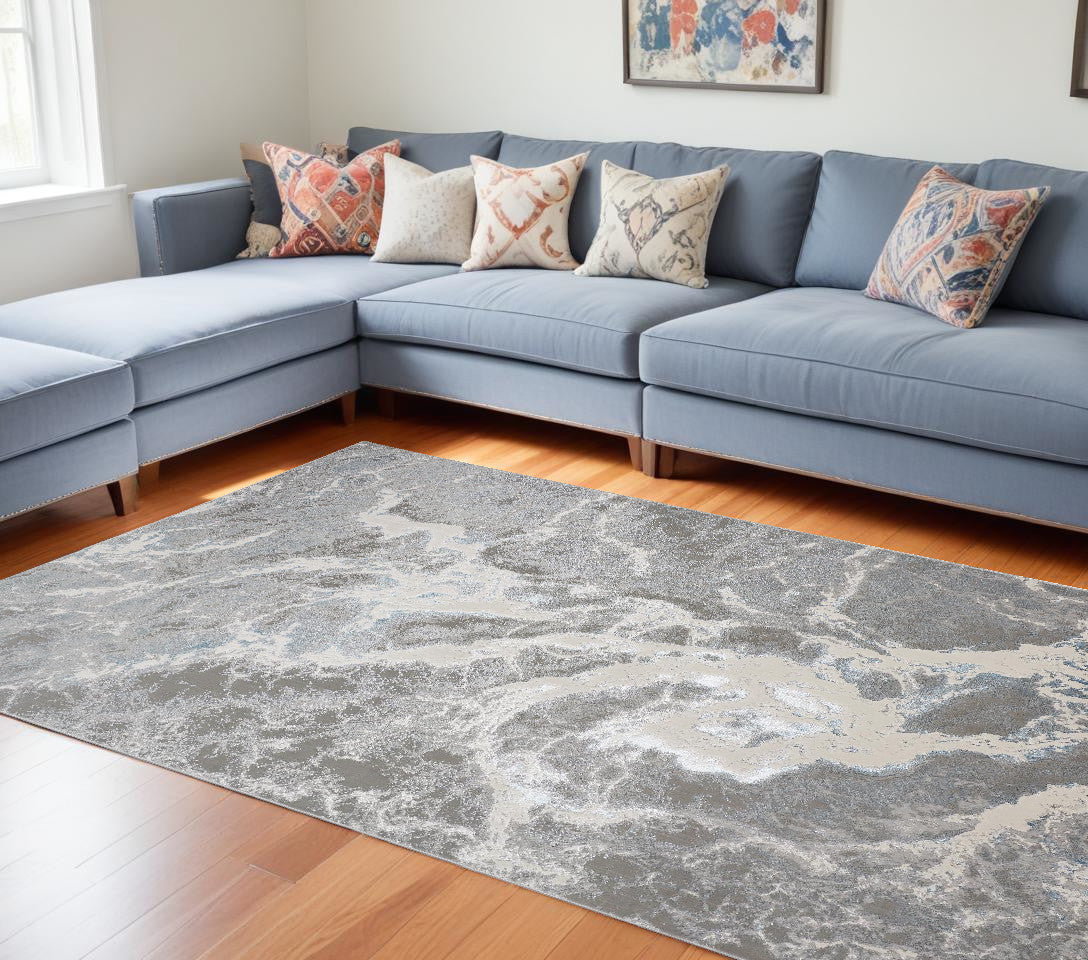 8 x 10 Gray & Ivory Rug