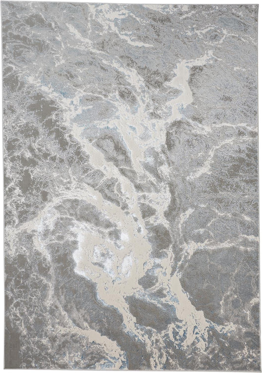 10 x 13 Gray & Ivory Power Loom Rug