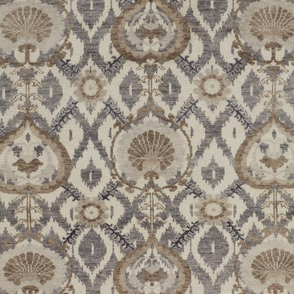 12 x 15 Ivory Gray & Taupe Wool Floral Hand Knotted Stain Resistant Rug