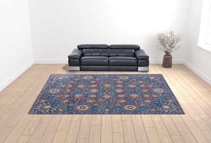 12 x 15 Blue & Red Wool Floral Hand Knotted Stain Resistant Rug