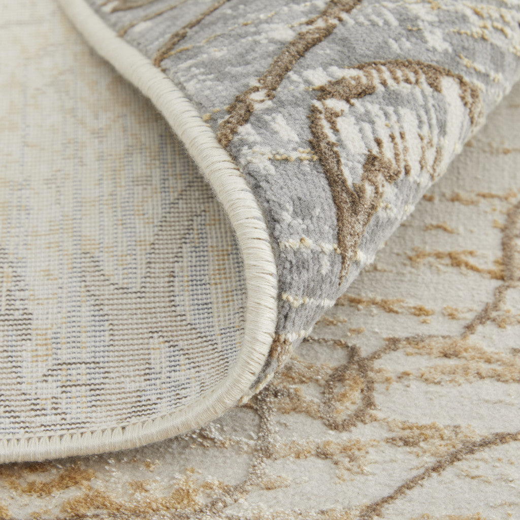 9 x 12 Silver Tan & Gray Floral Power Loom Rug