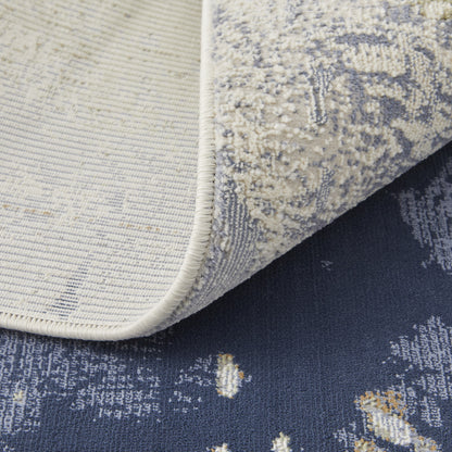 10 x 13 Blue Orange & Ivory Power Loom Rug