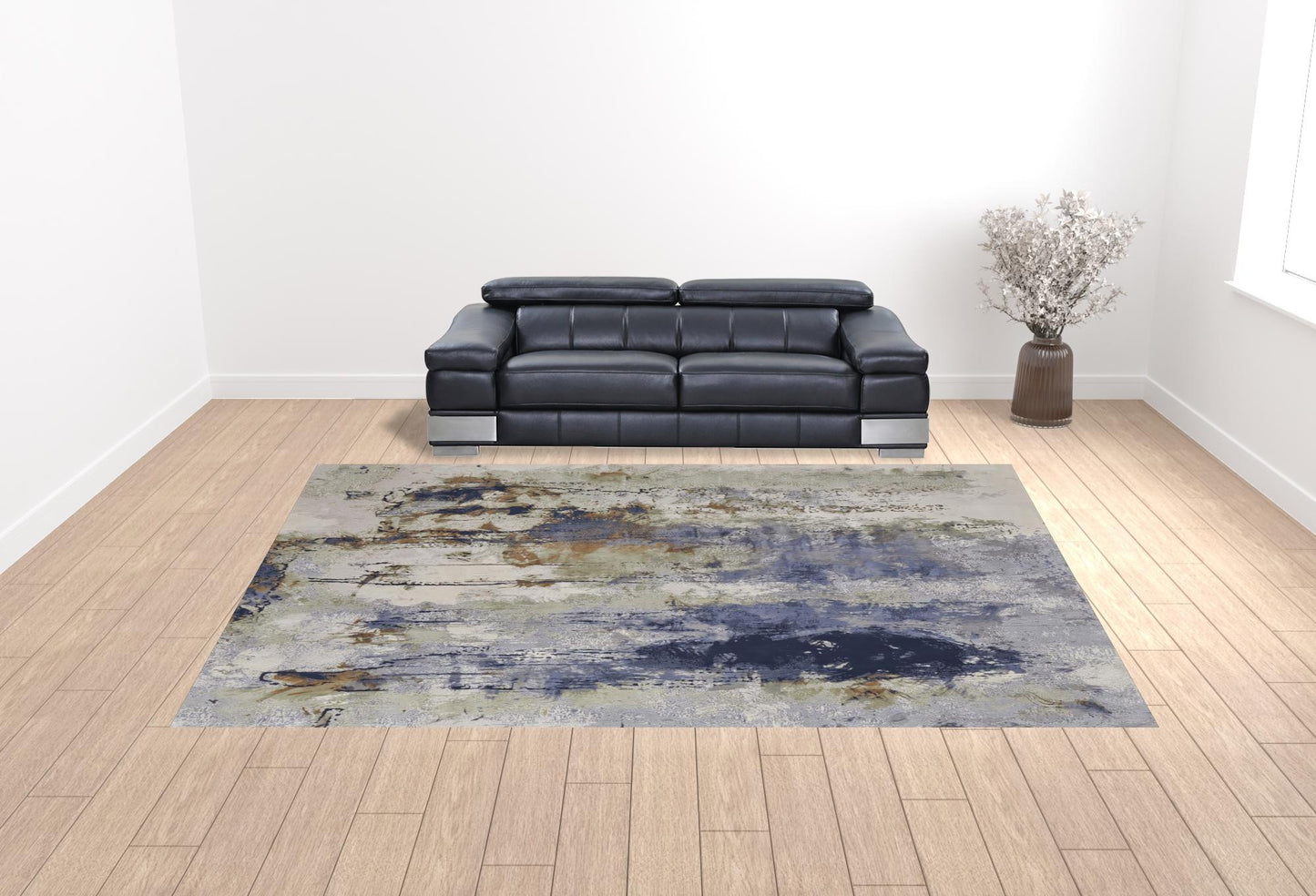 12 x 15 Blue Orange & Ivory Power Loom Rug