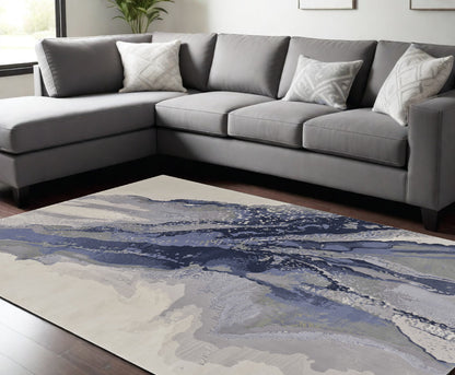 10 x 13 Gray & Ivory Power Loom Rug